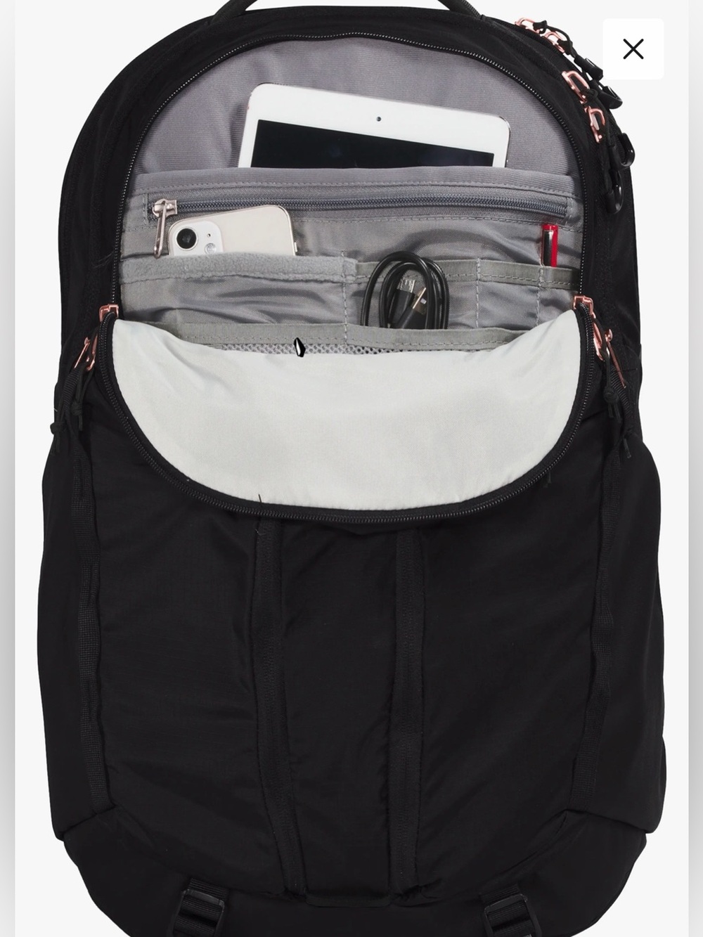 NEW The North Face Women's Surge Backpack, 12" x 6.5" x 19.5", Blk/Rose Gld - Picture 5 of 17